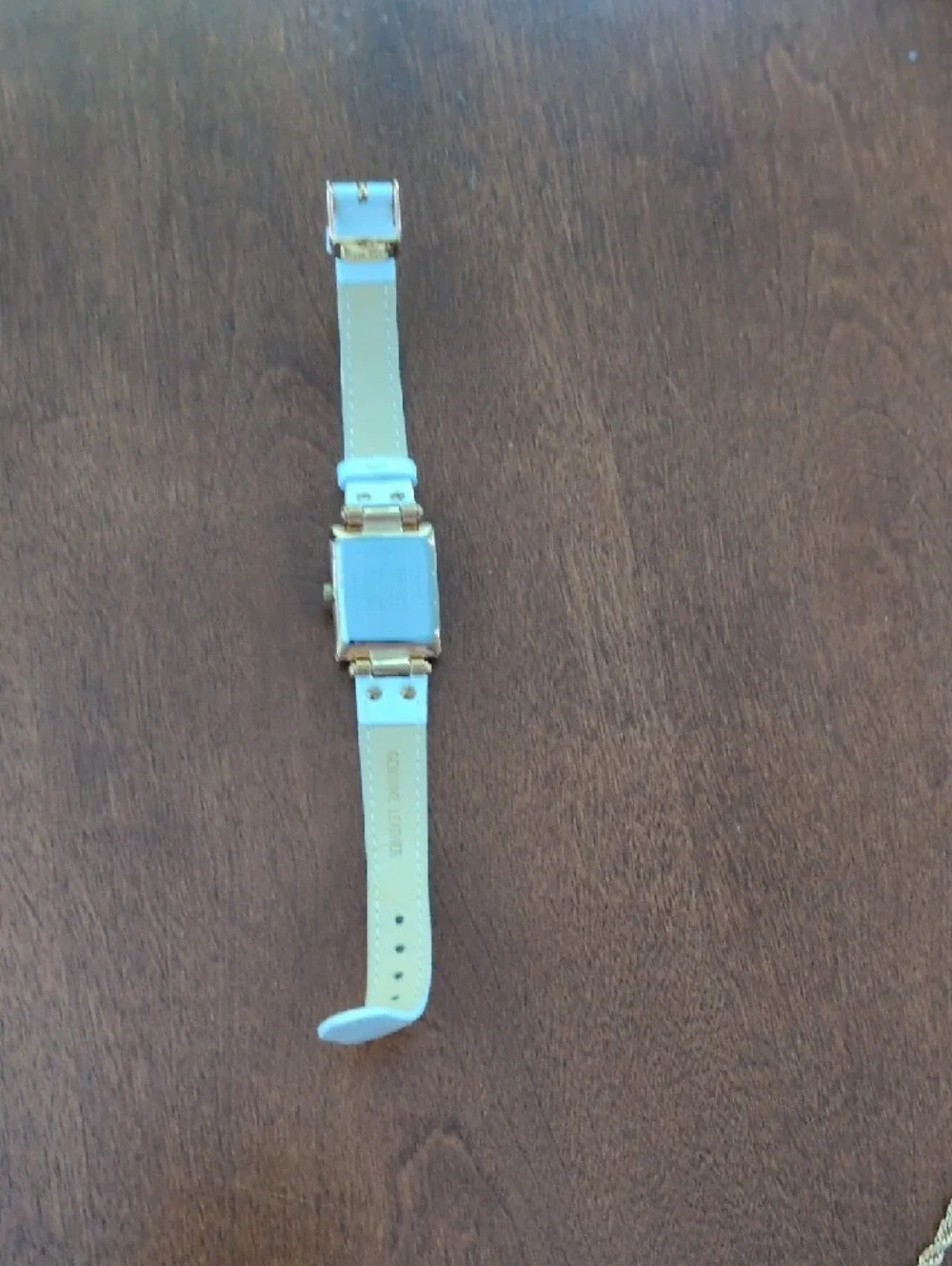 Anne Klein Classic White Leather Strap Watch with Gold Case